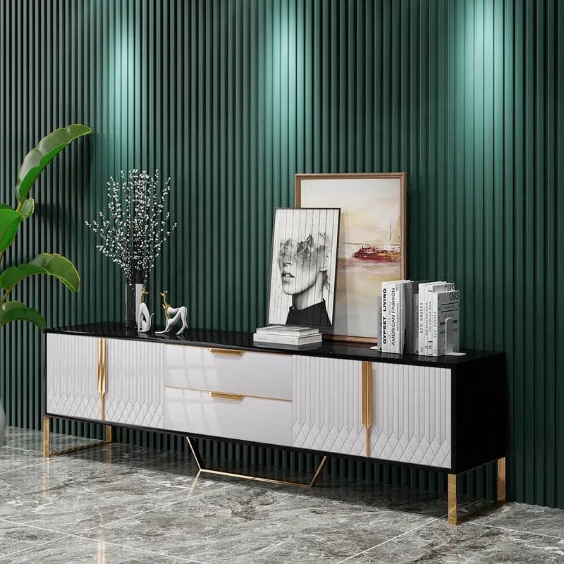 Modern white and black wood TV stand